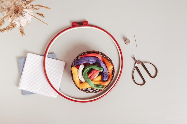 Zestaw do haftu z kolorowymi nićmi